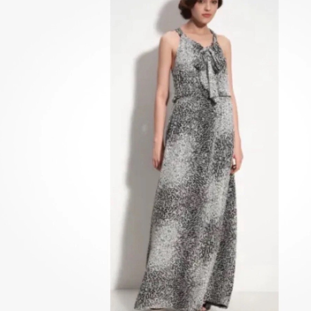 Parker Monochrome Floral Print Silk Maxi Dress